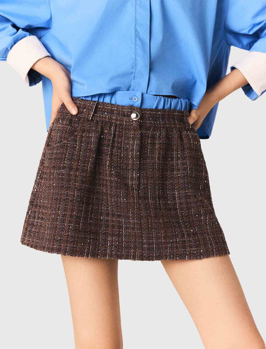 Short de tweed con banda elástica