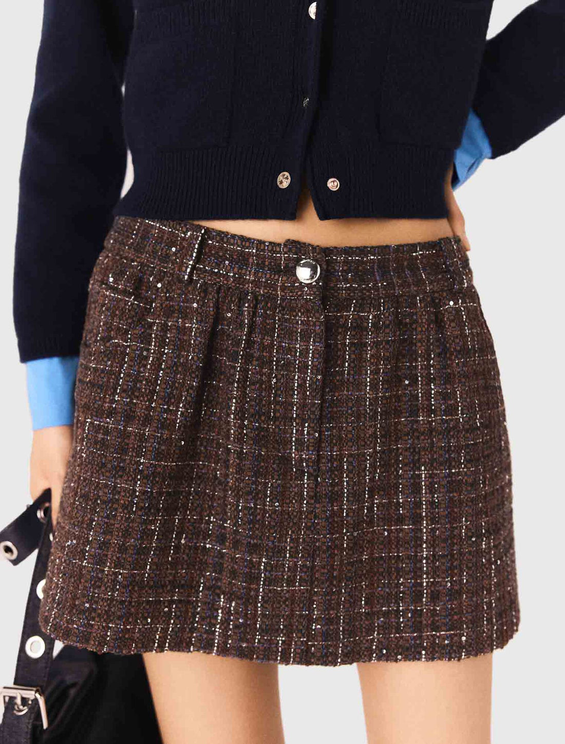Short de tweed con banda elástica