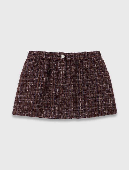 Short de tweed con banda elástica