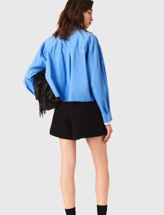 Short de tweed con pedrería