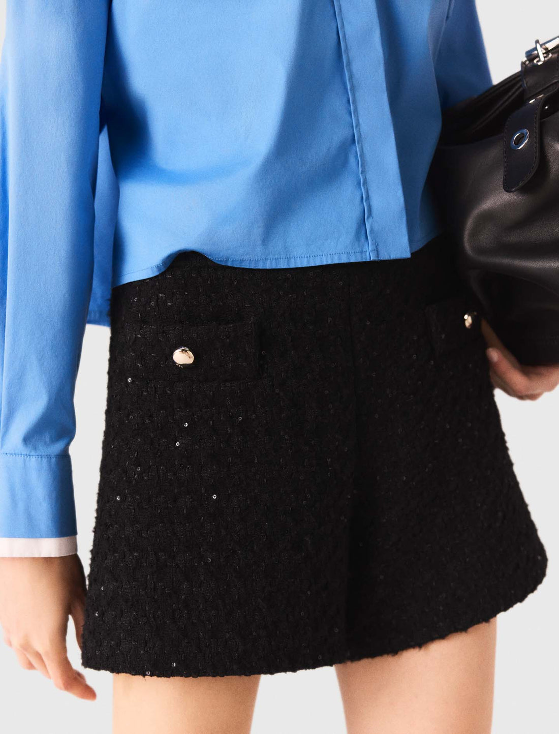 Short de tweed con pedrería