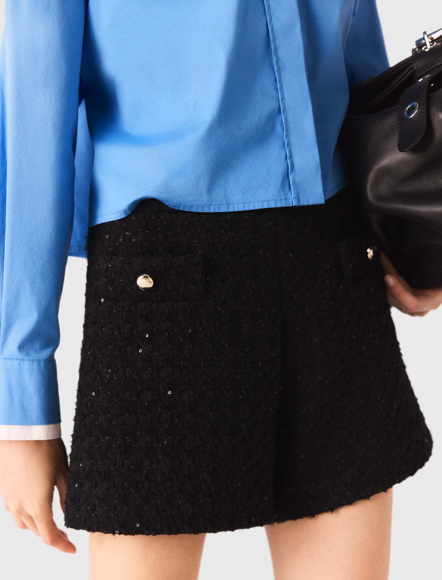 Short de tweed con pedrería