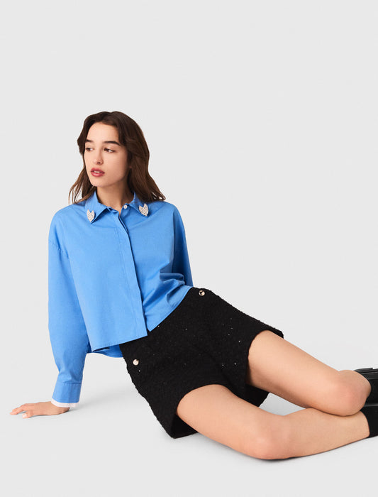 Short de tweed con pedrería