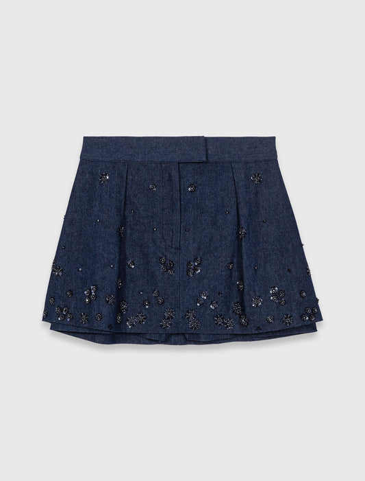 Short trampantojo vaquero bordado