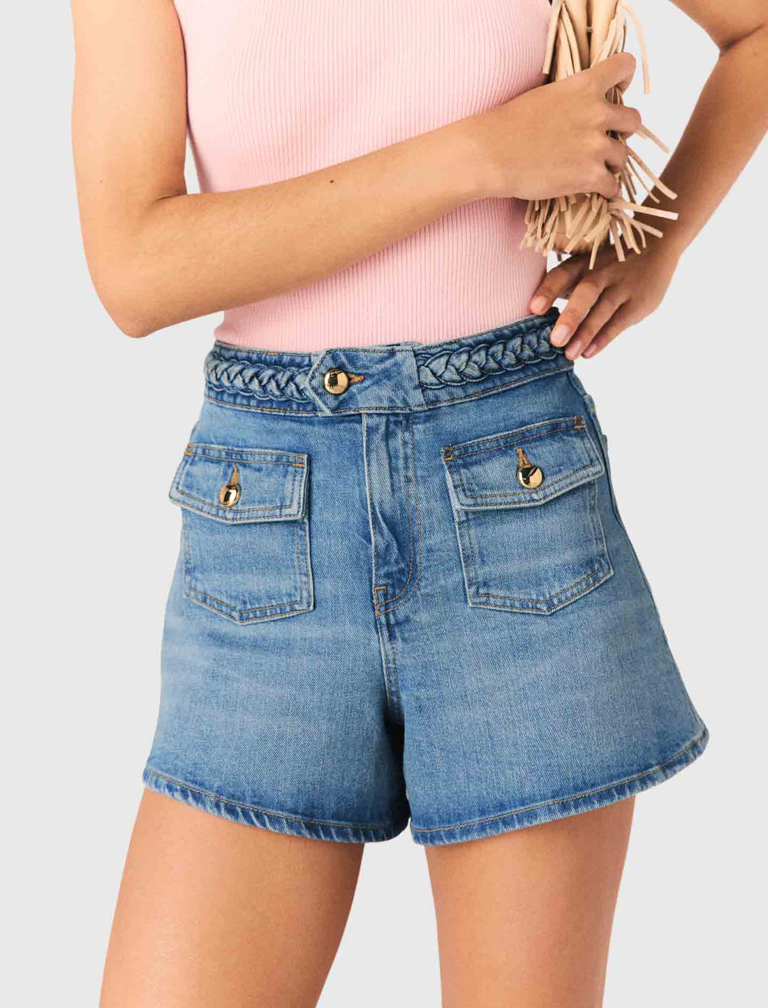 Short vaquero trenzado