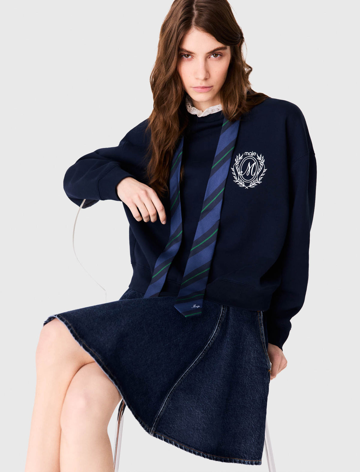 Sudadera con detalles de popelín