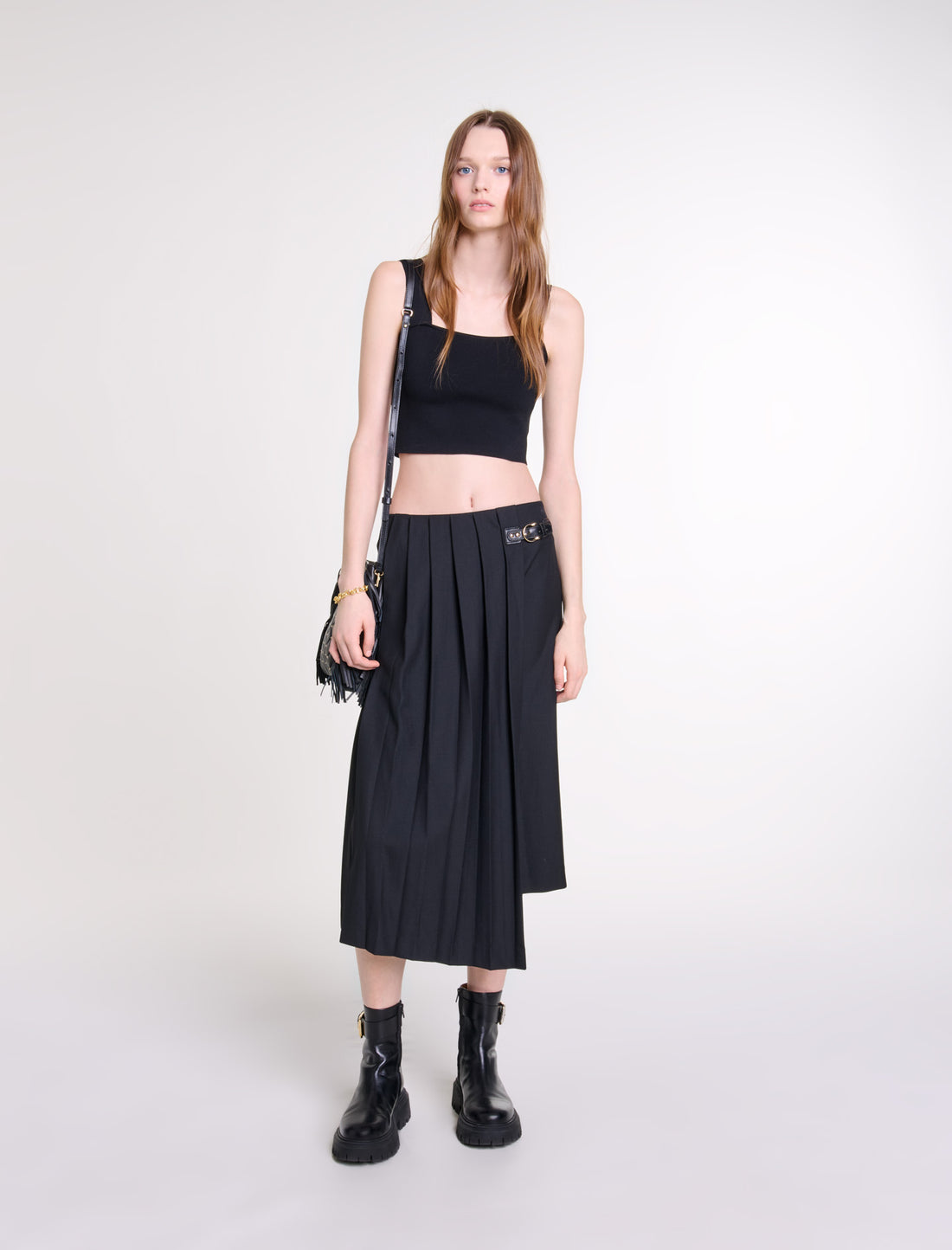 Crop top de punto con tirantes