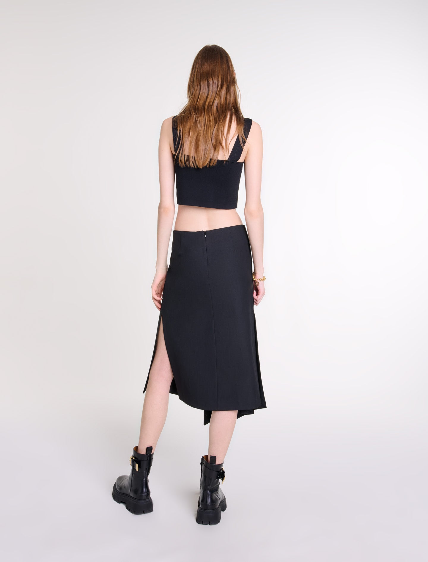 Crop top de punto con tirantes