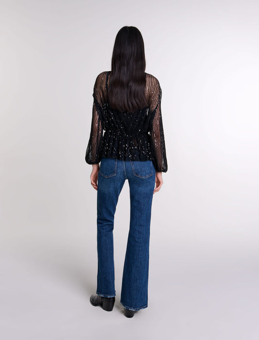 Top de lentejuelas con cinturón