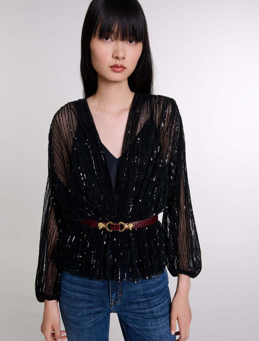 Top de lentejuelas con cinturón