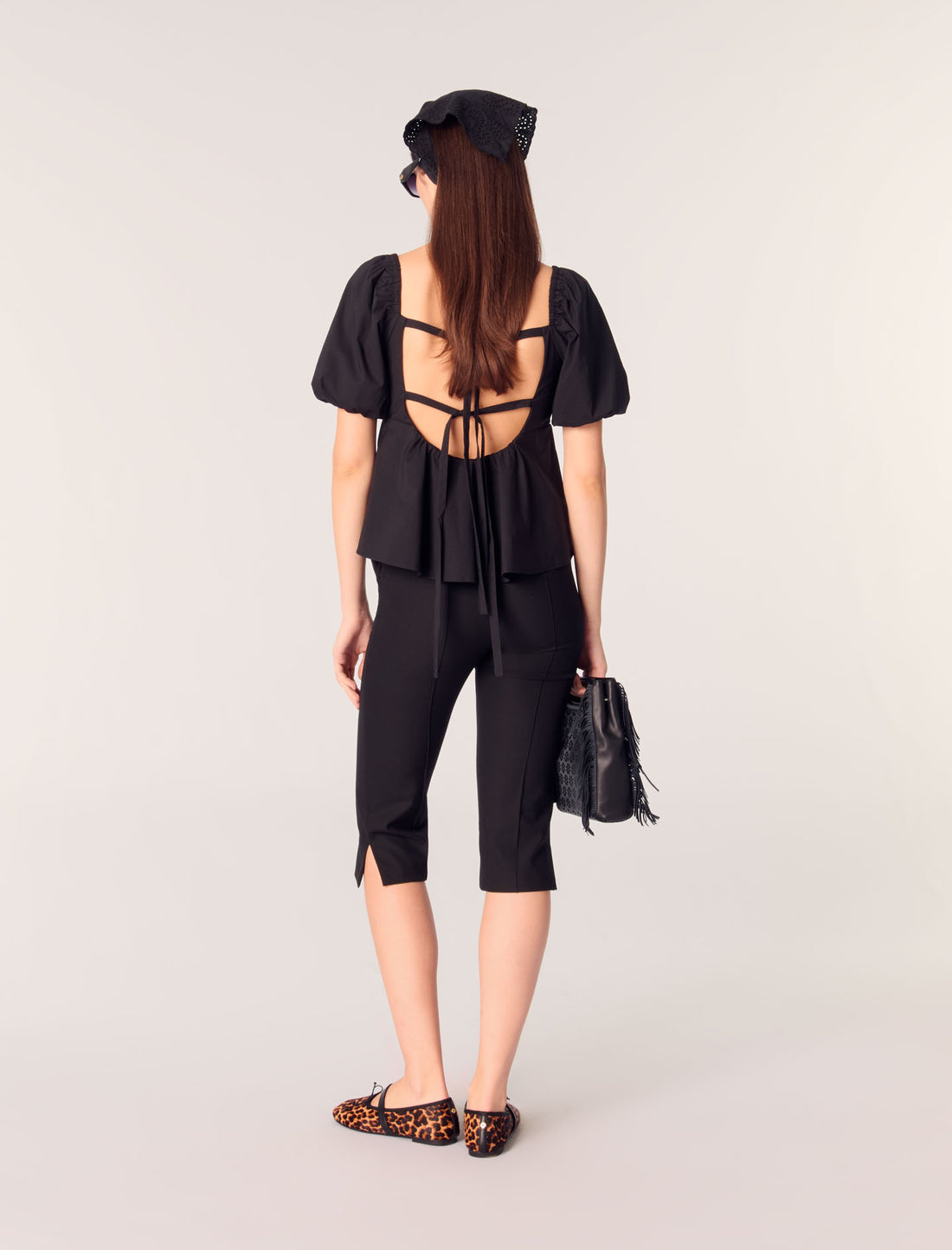 Top de popelina con mangas globo