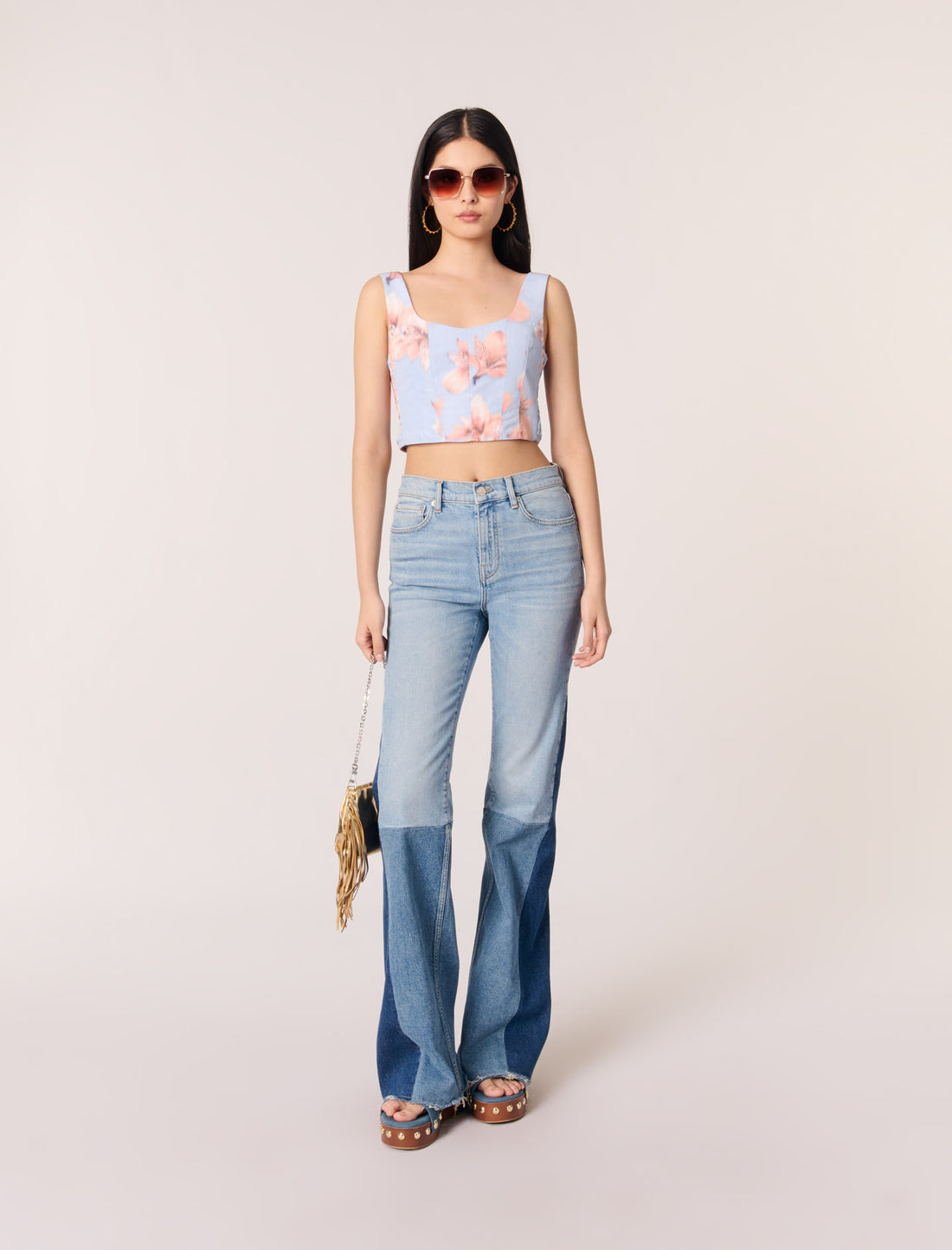 Top de tafetán estampado