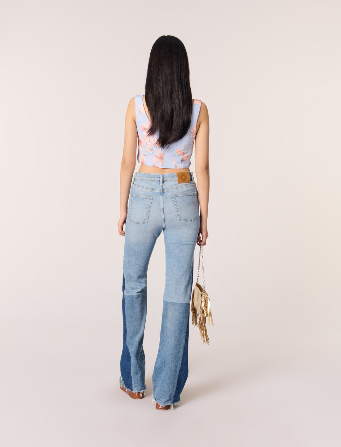 Top de tafetán estampado