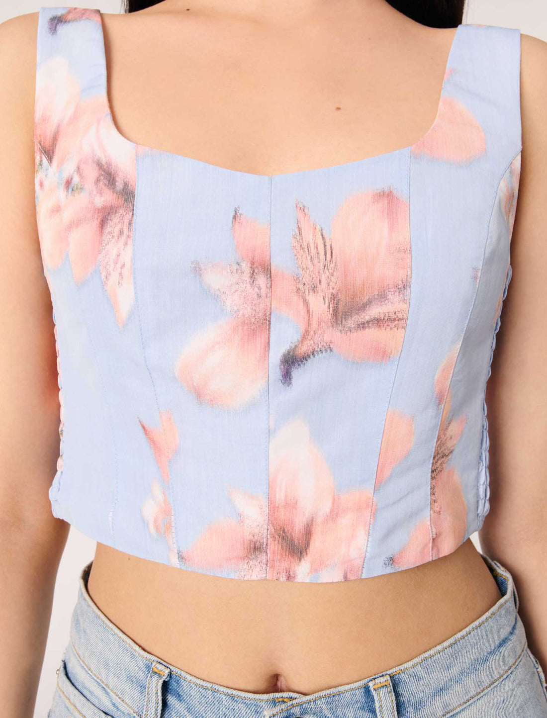 Top de tafetán estampado