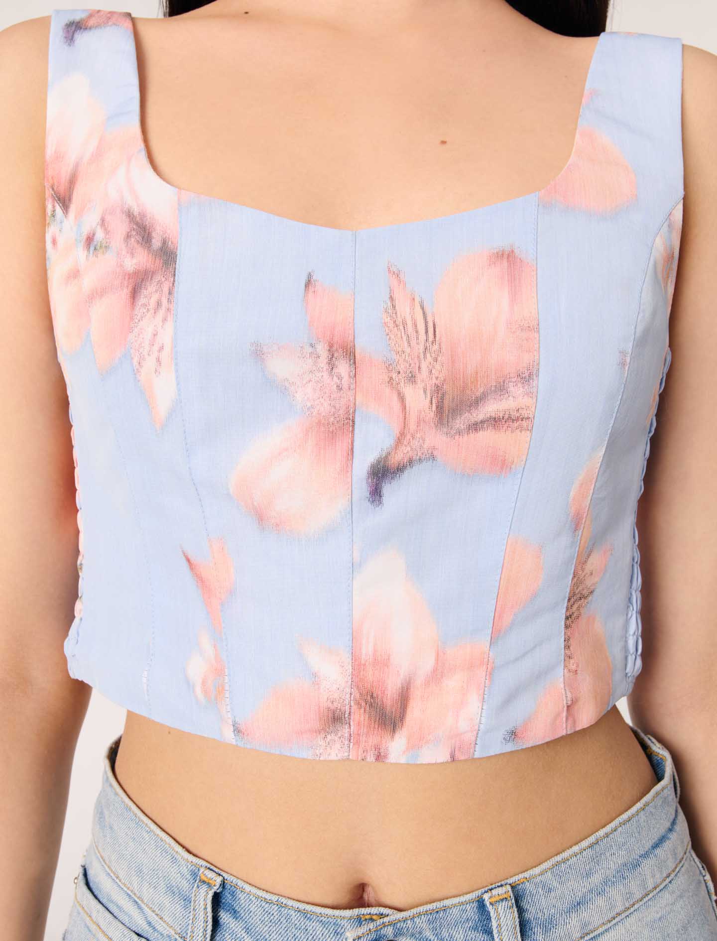 Top de tafetán estampado