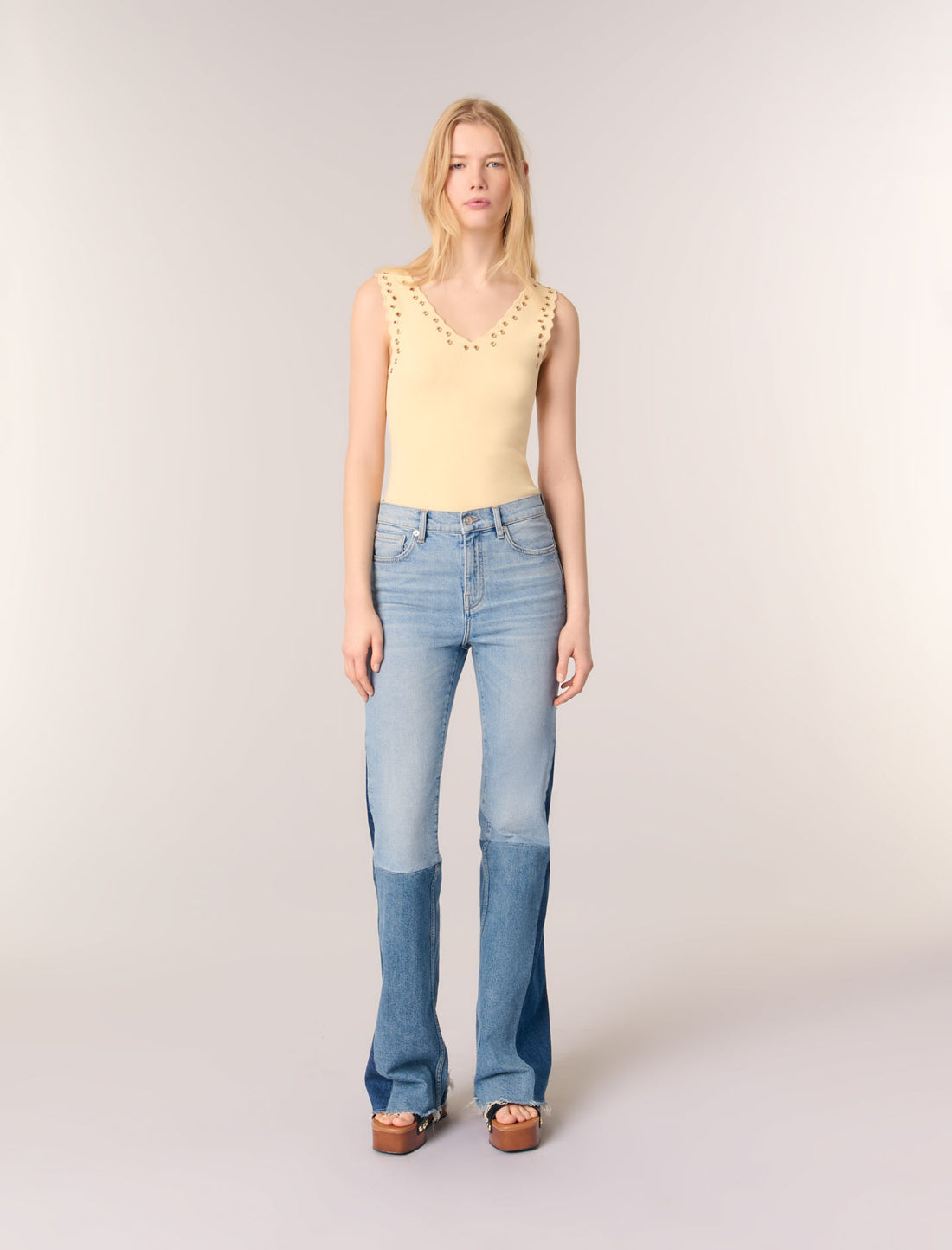 Top de punto y ojales