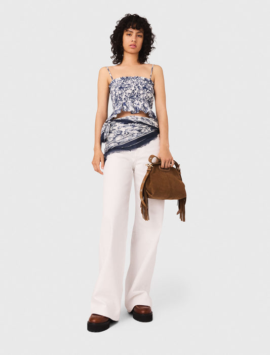 Top fruncido estampado