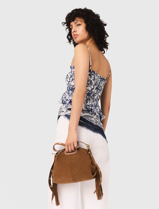 Top fruncido estampado