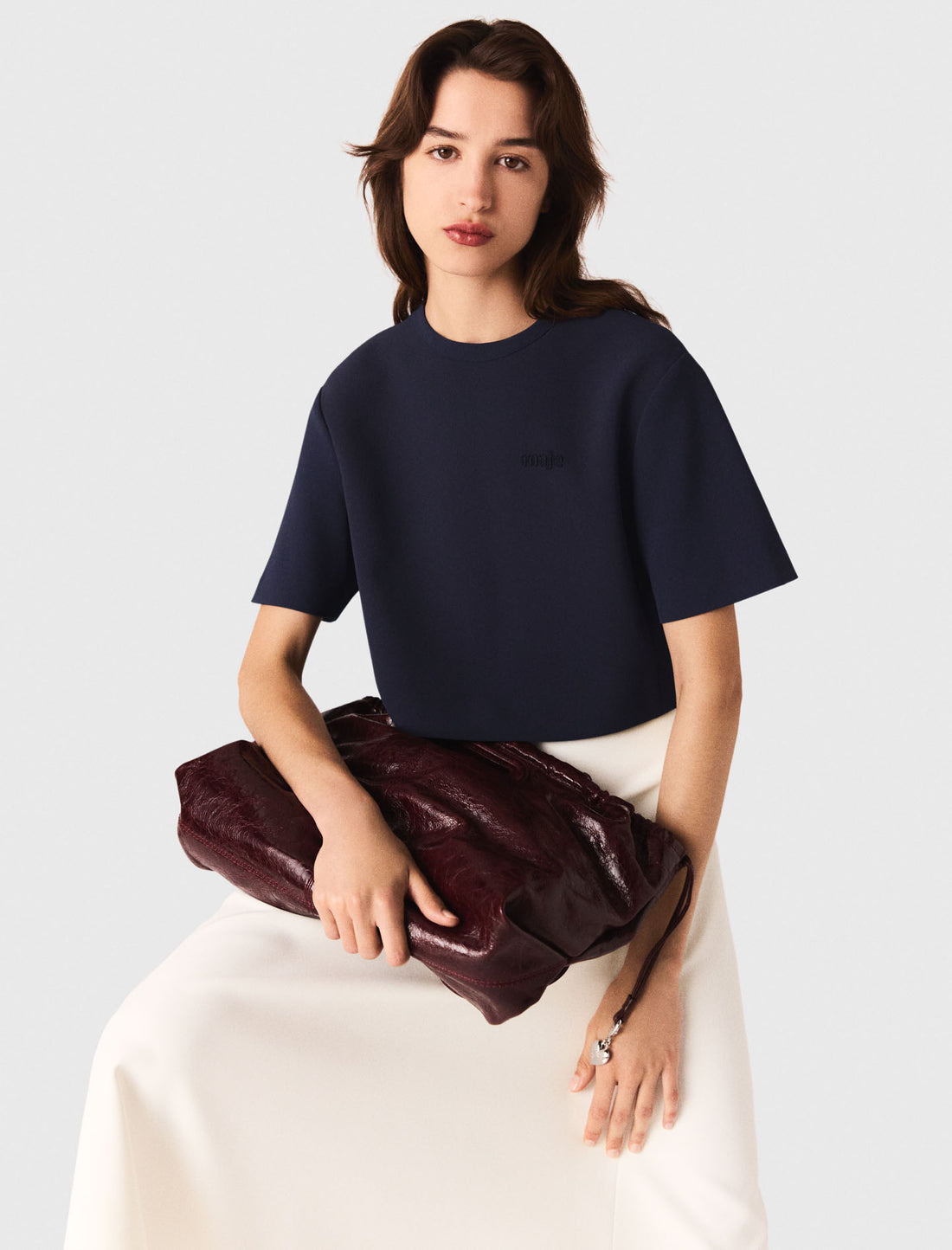 Top corto de crepé pesado