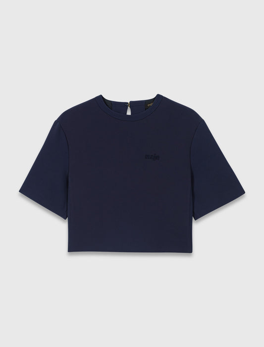 Top corto de crepé pesado