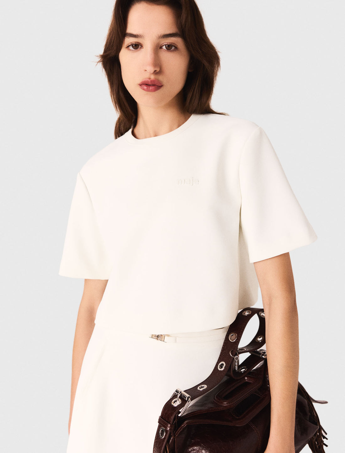 Top corto de crepé pesado