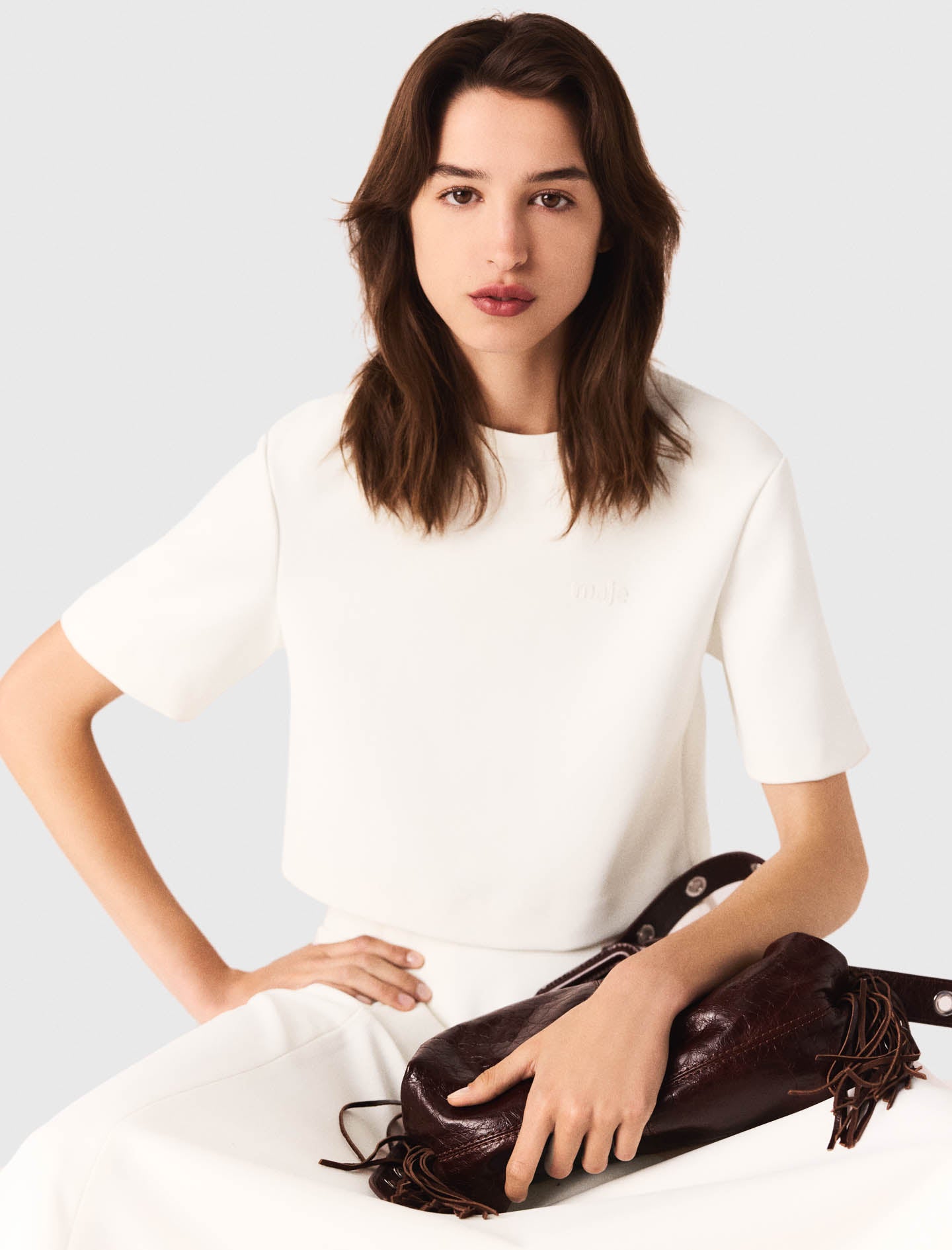 Top corto de crepé pesado