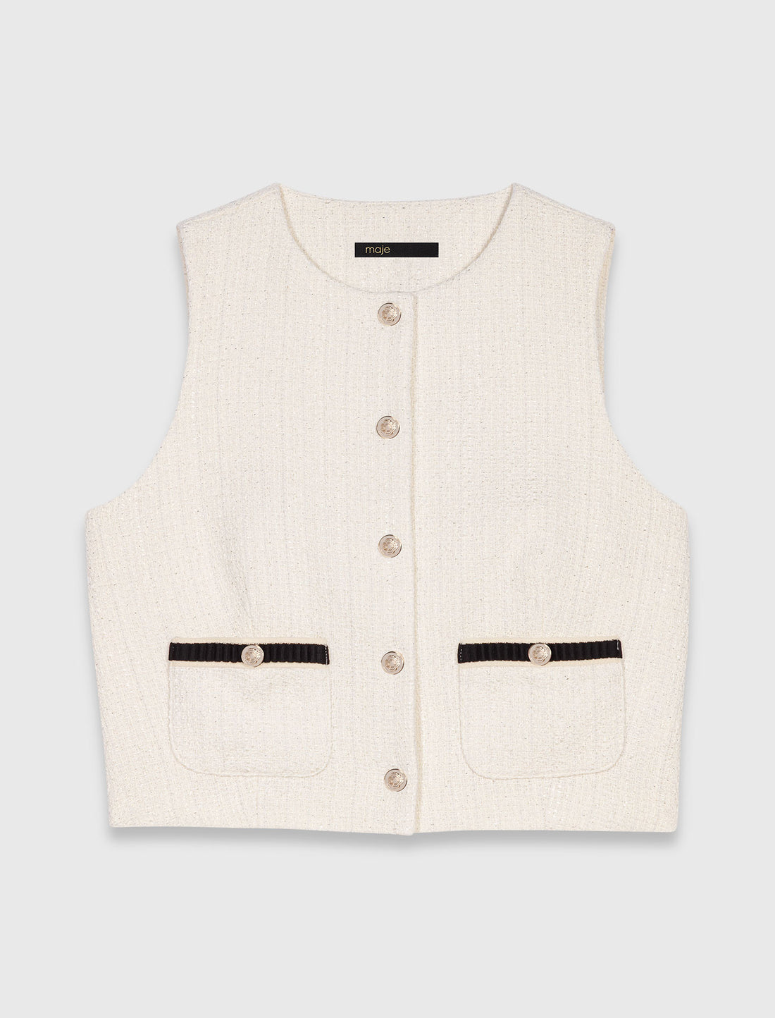 Top sin mangas de tweed lurex