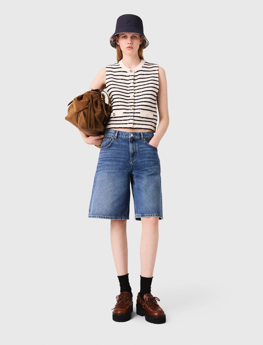 Top de rayas mezcla de lana