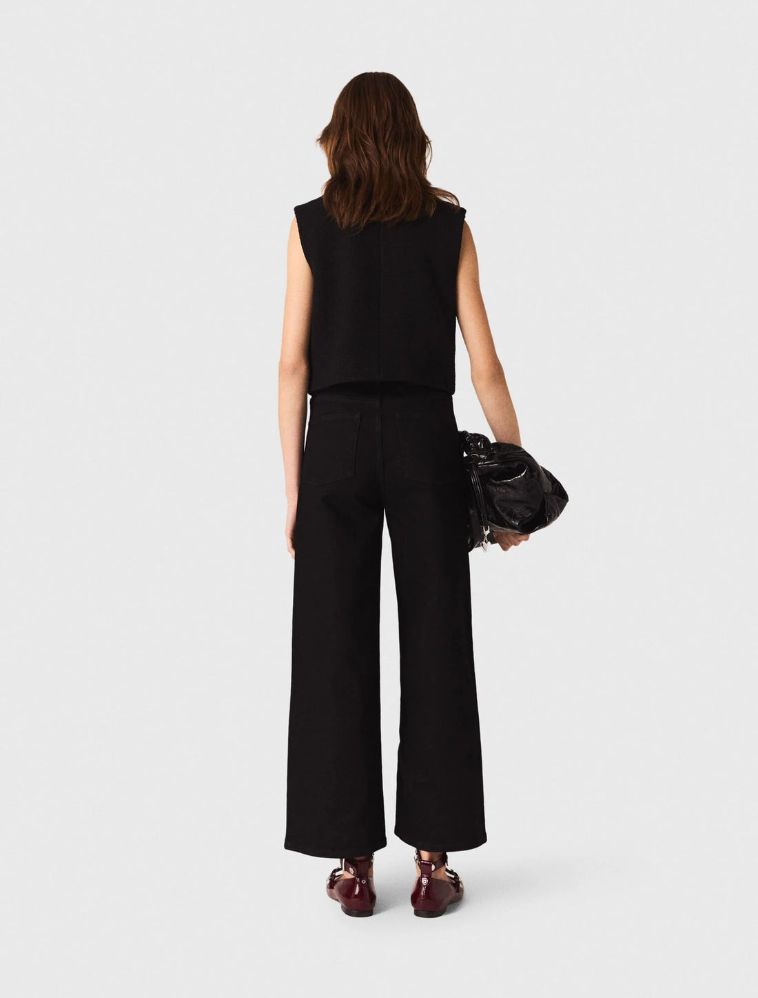 Top de tweed con galones de terciopelo