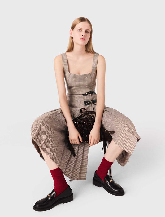 Top de cuadros con strass y tirantes