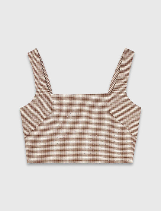 Top de cuadros con strass y tirantes