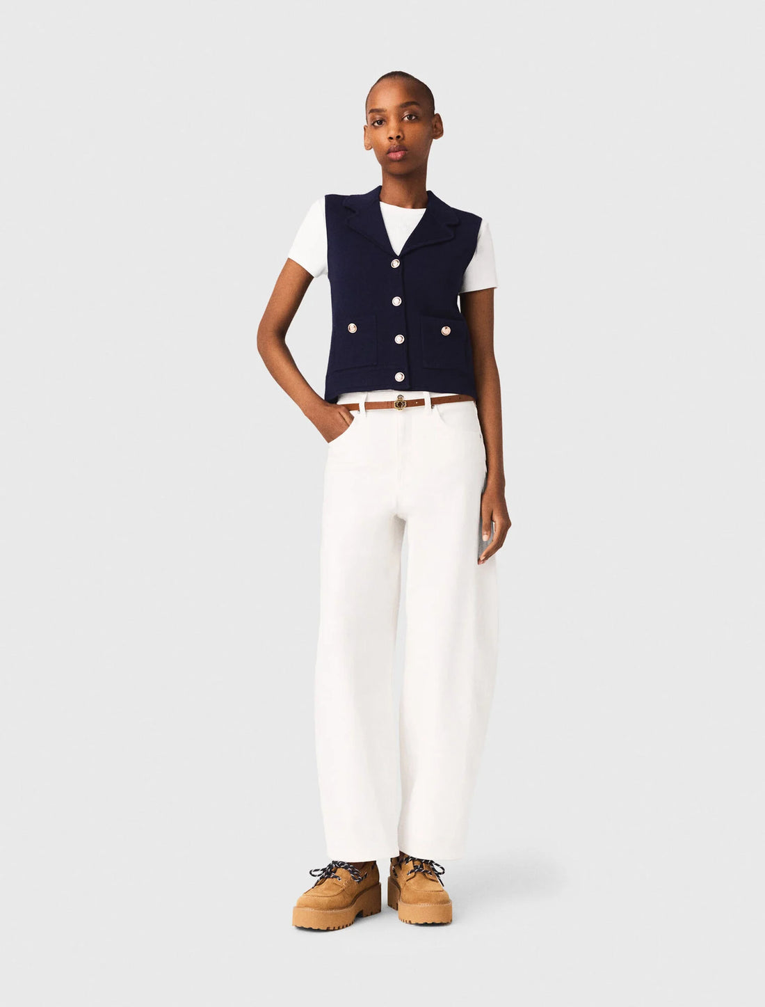 Chaleco de punto con cuello polo