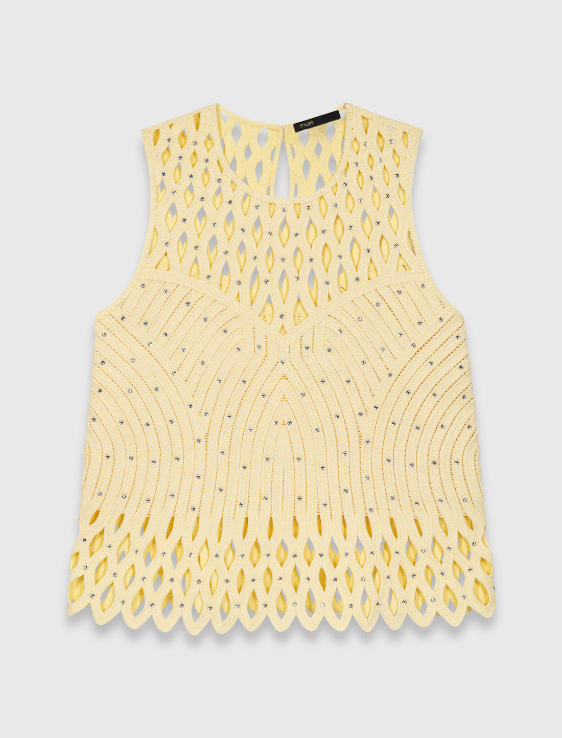 Top de ganchillo con strass