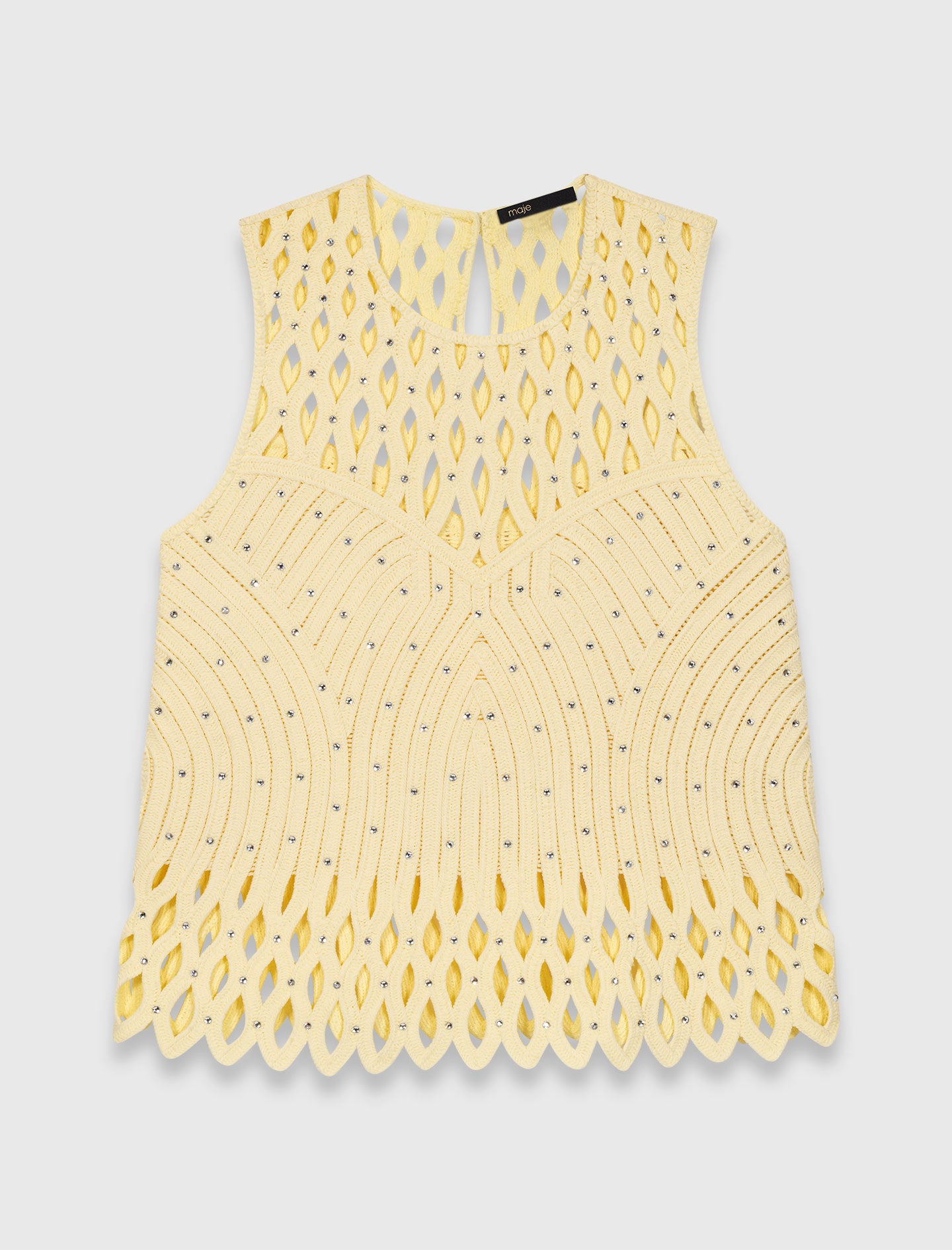 Top de ganchillo con strass