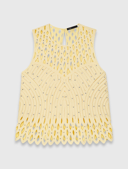 Top de ganchillo con strass