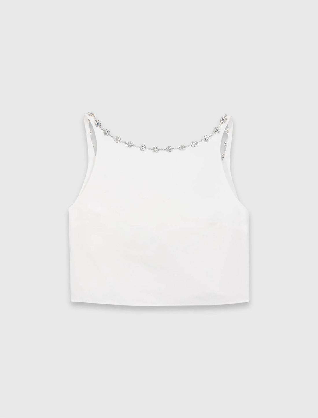 Top corto de tafetán y cuello joya