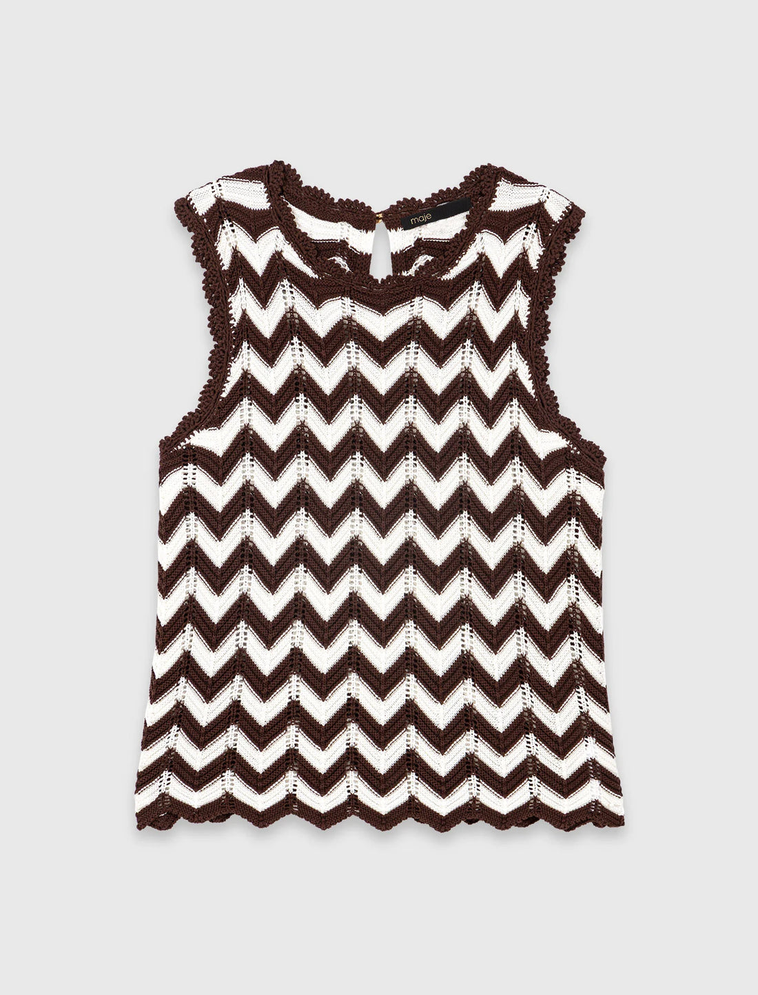 Top de ganchillo con motivo zigzag