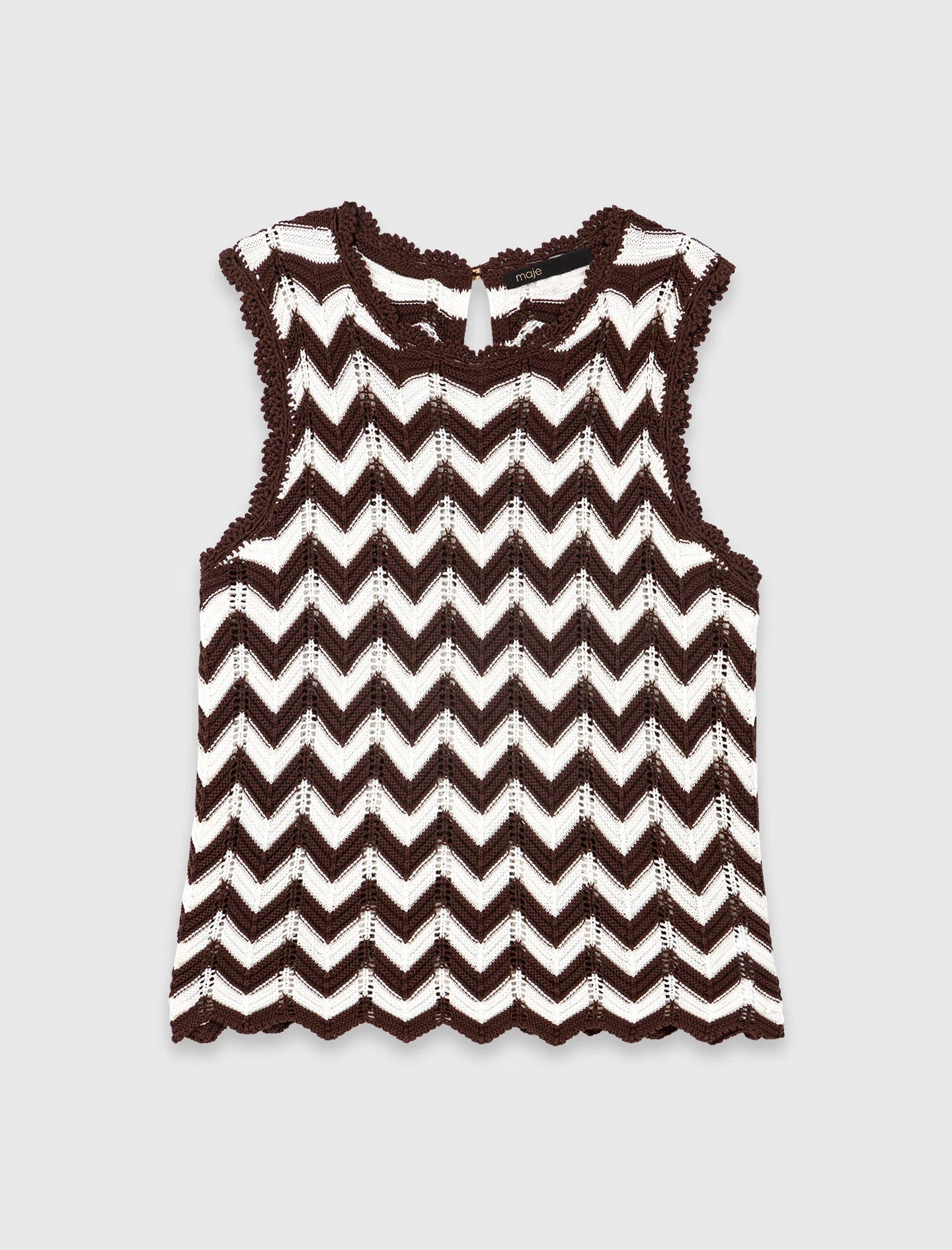 Top de ganchillo con motivo zigzag