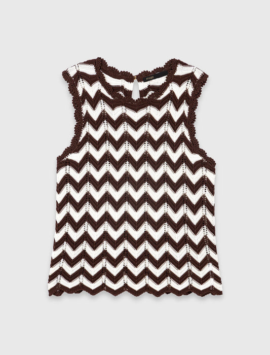 Top de ganchillo con motivo zigzag