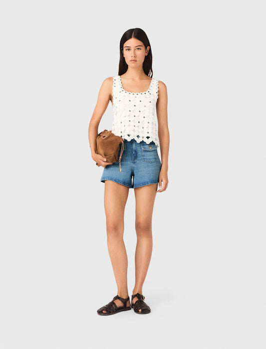 Top de ganchillo con espejos