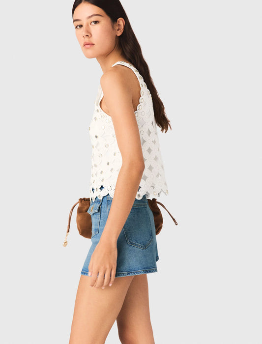 Top de ganchillo con espejos