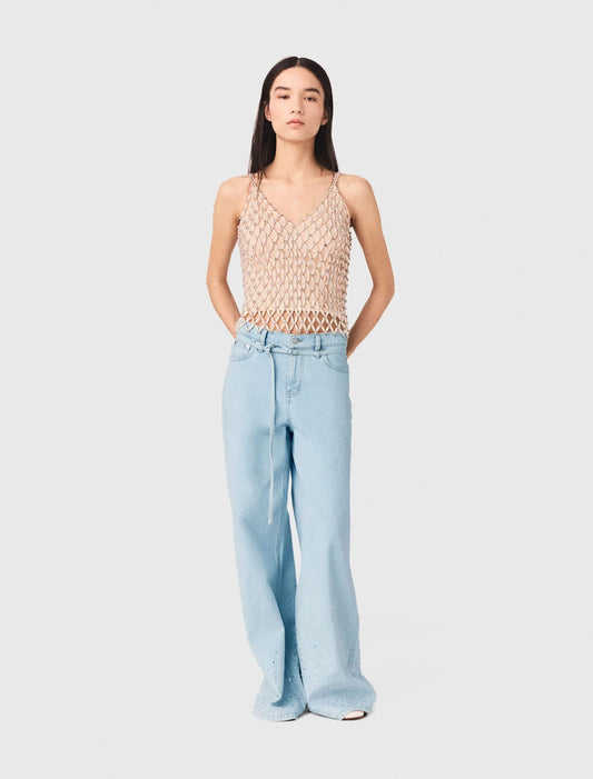 Top de perlas con forro