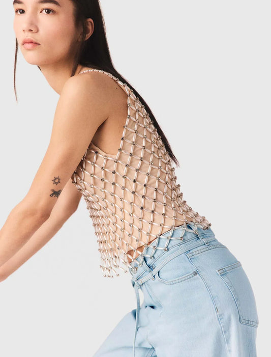 Top de perlas con forro