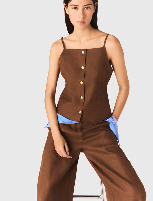 Top de mezcla de lino