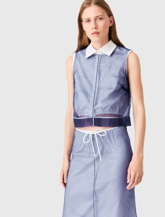 Top de algodón y organza extraíble
