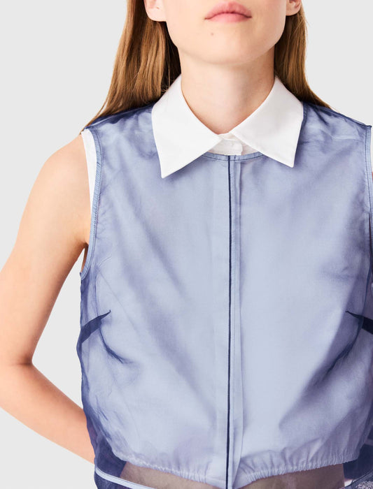Top de algodón y organza extraíble
