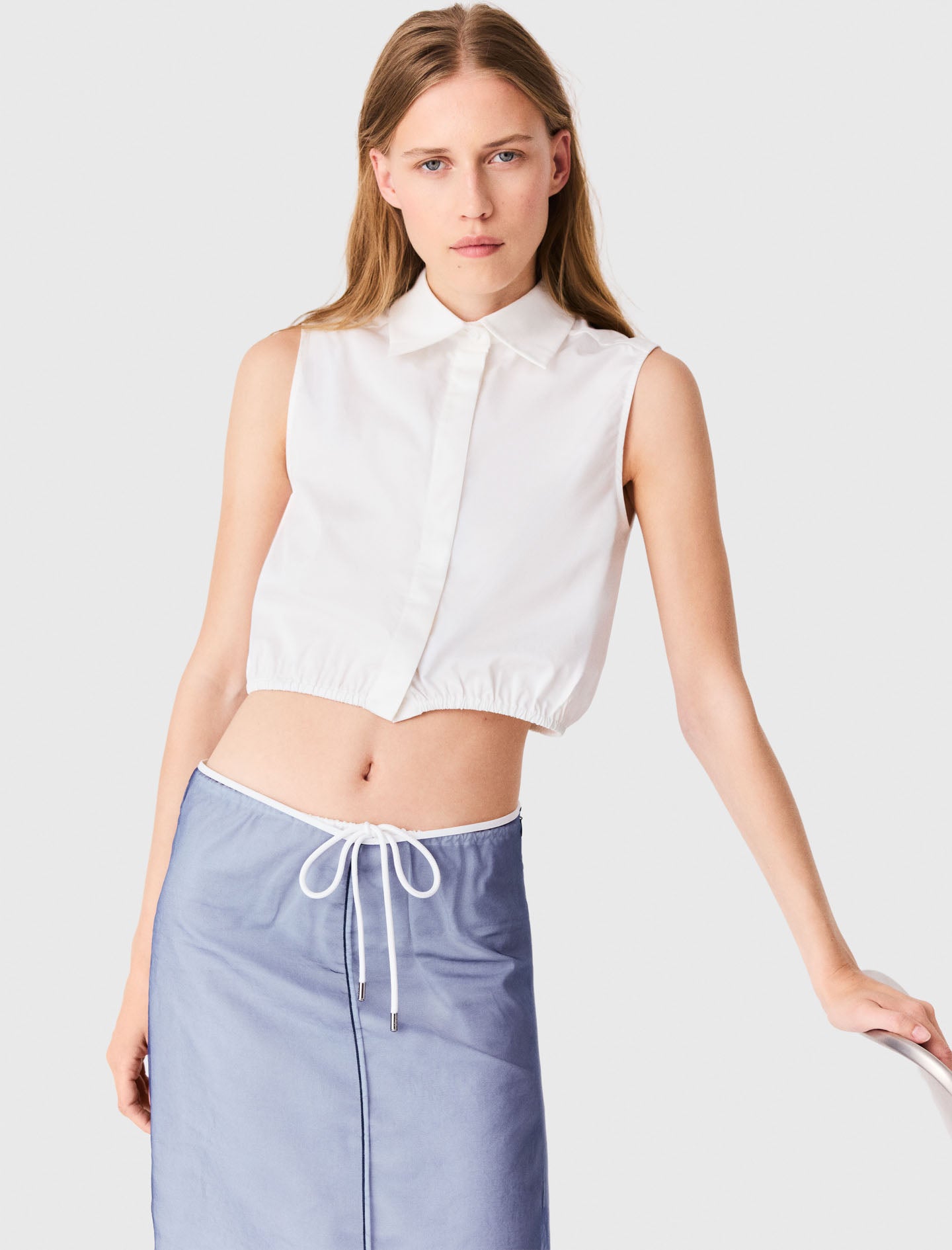 Top de algodón y organza extraíble