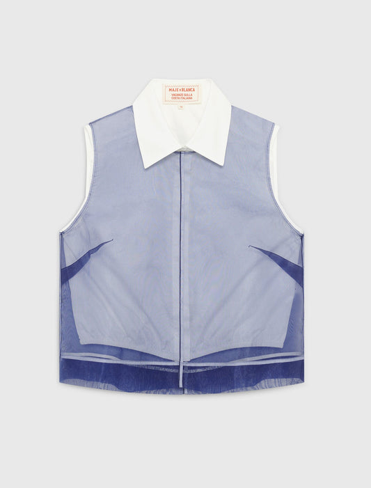 Top de algodón y organza extraíble