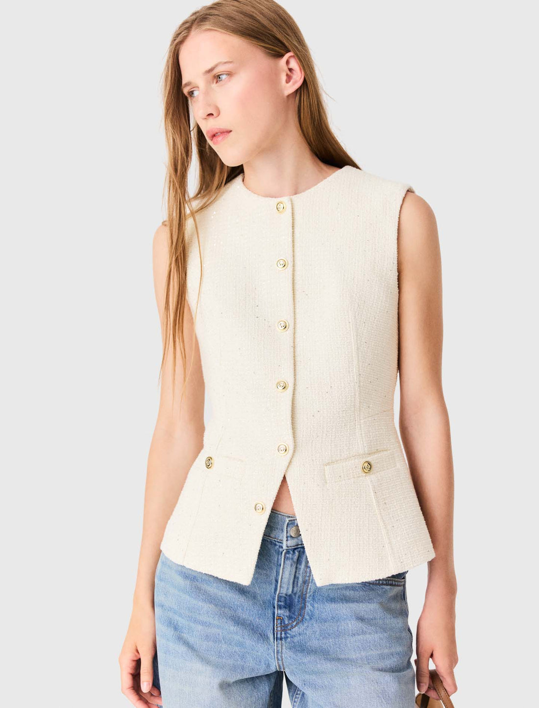Chaleco largo de tweed