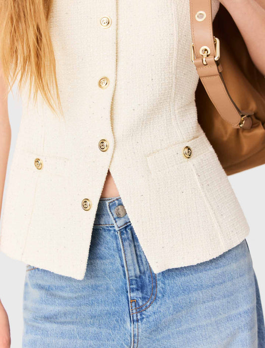 Chaleco largo de tweed